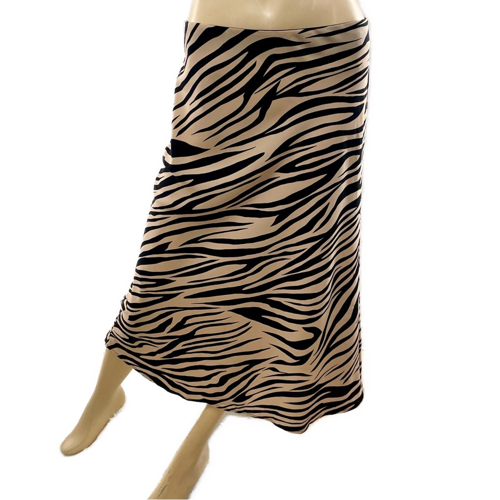 Sanctuary Zebra-Print Midi Skirt in Beige and Black